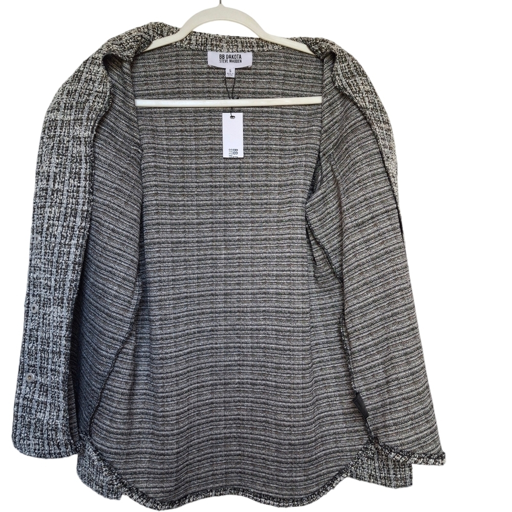 BB Dakota by Steve Madden Cuddled Up Tweed Shirt Jacket Women Size Small - Picture 6 of 12